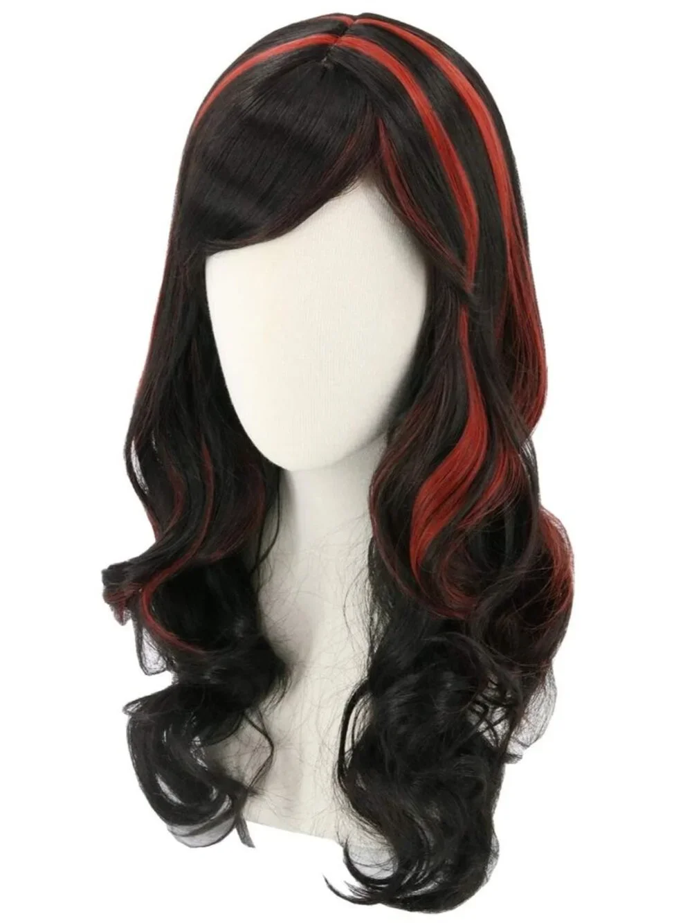 Women's Black Red Short Cosplay Halloween Costume Wig With Necklace Earrings